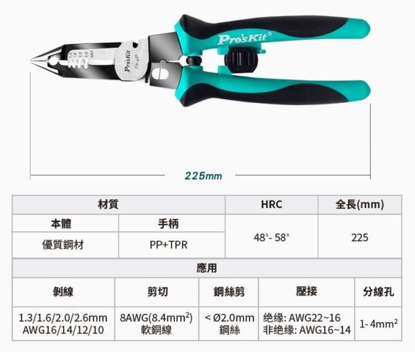 【寶工Pro'sKit】CP-420多功能電工鉗